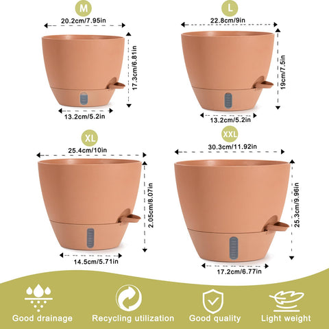 YUNLINGAA self-watering pot 10-inch with water level window for easy care.