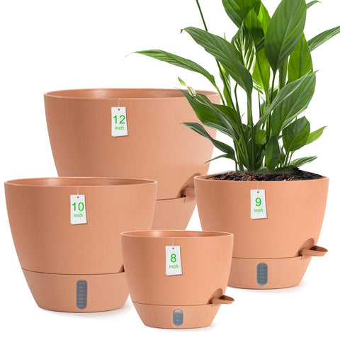 YUNLINGAA self-watering pot 12-inch with water level window for moisture balance.