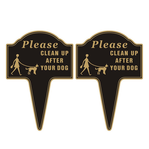 Yuntarda clean-up-after-dog sign front view, high-visibility lawn signage.