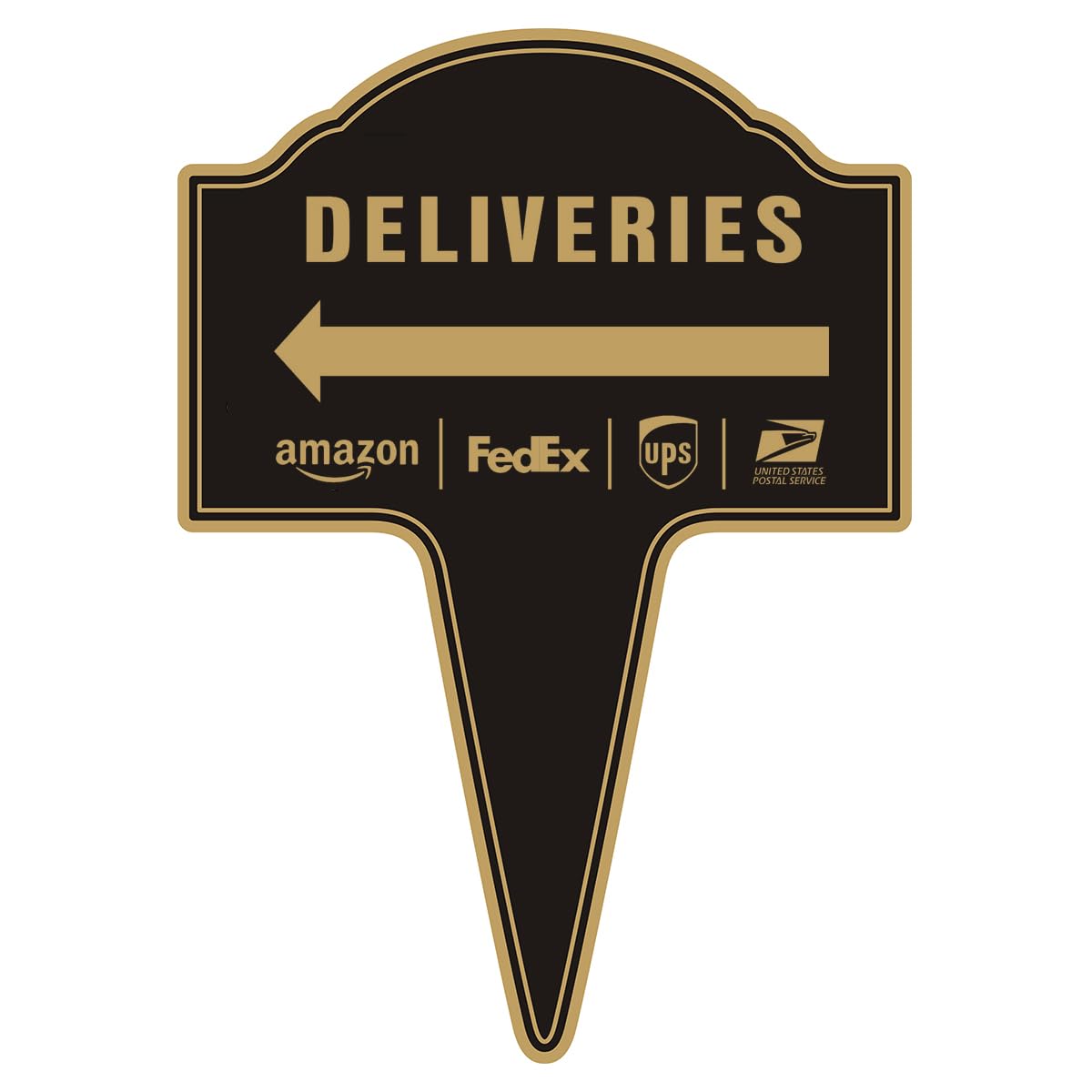 Yuntarda Deliveries Sign Arrow Left in aluminum boosts outdoor visibility for carriers.