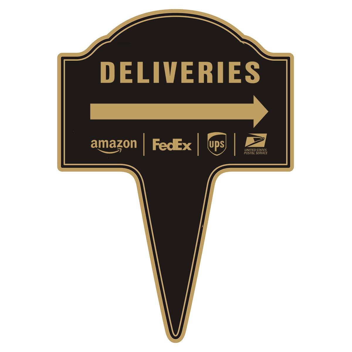 Yuntarda Deliveries Sign with Arrow Right 14x10 high visibility for outdoor package directions