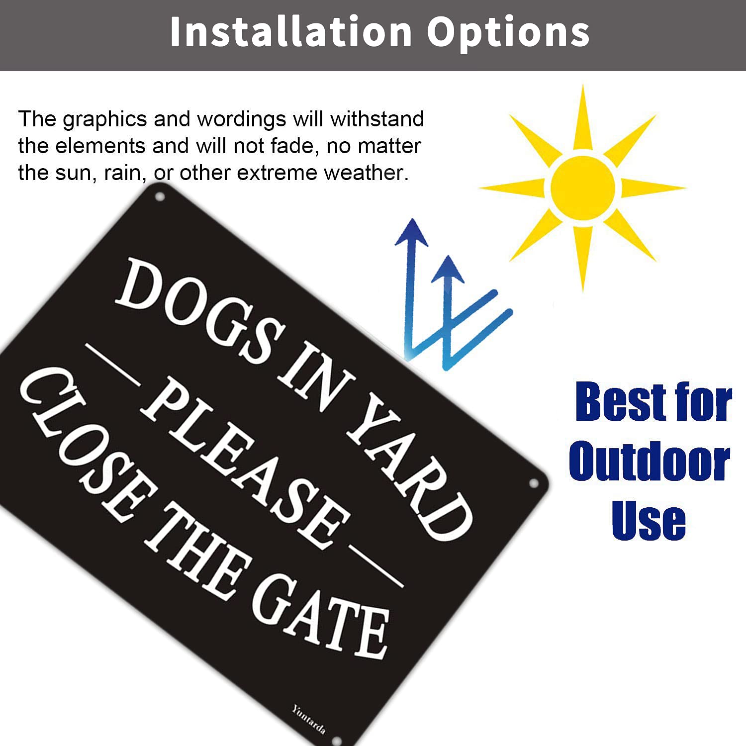 Yuntarda easy installation with four pre-drilled holes for fences, doors, or walls