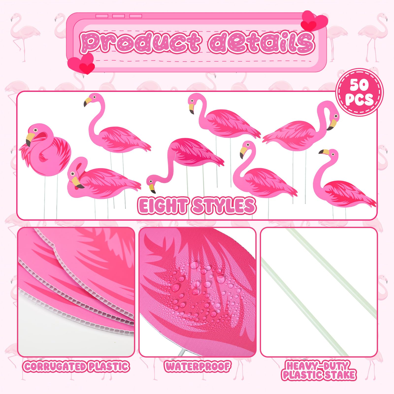 Yuntau eight-pattern flamingo signs for varied tropical party themes