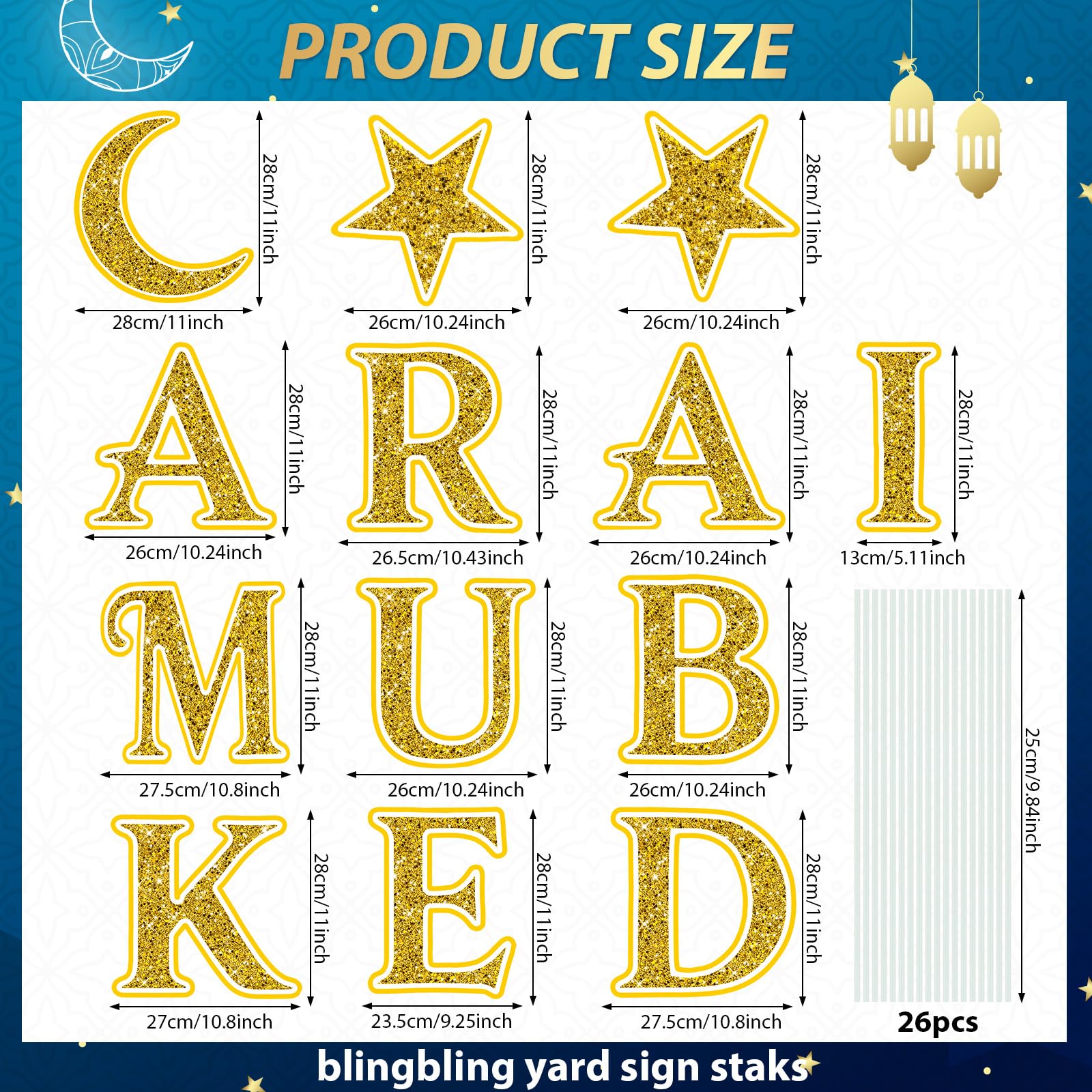 Yuntau moon and star yard signs add festive elegance to lawns.