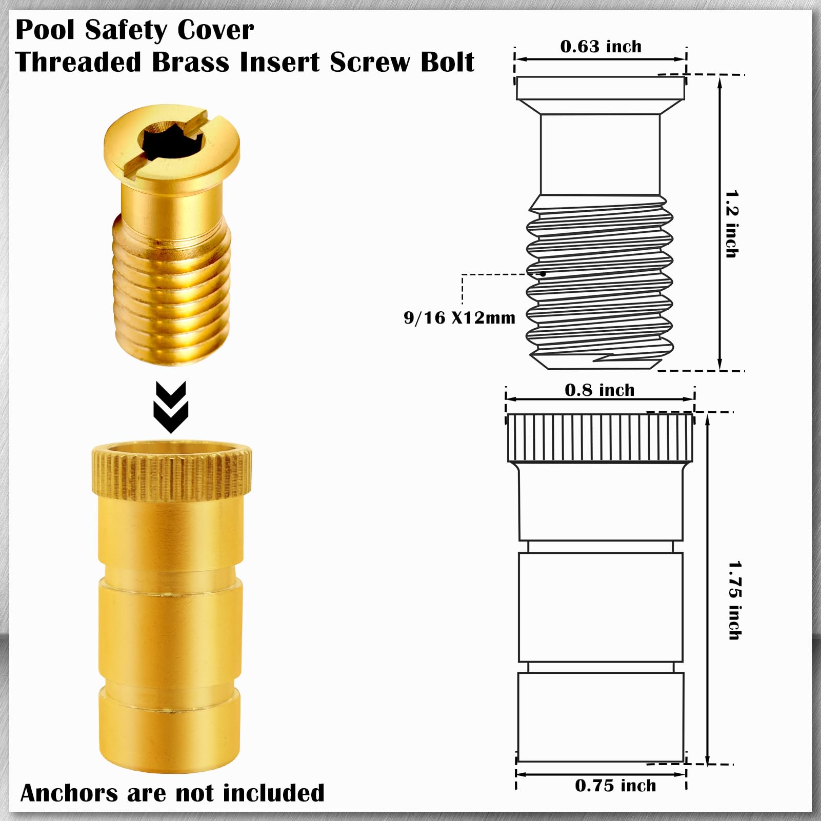 YUNVI brass-threaded insert screws ready for quick anchor replacement.