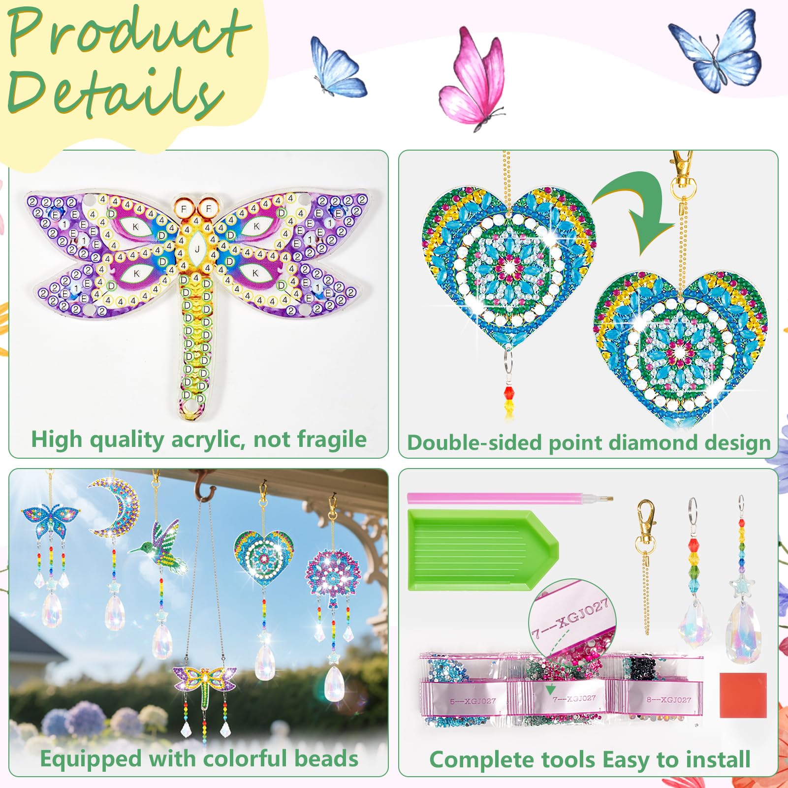 YUNVI diamonds paintings suncatcher hummingbird brings lively color to porches.