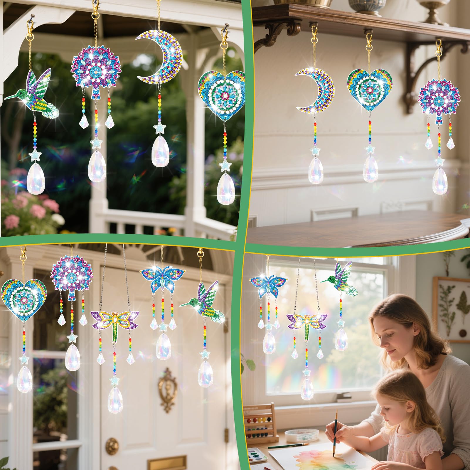 YUNVI diamonds paintings wind chime adds shimmering decor when light passes.
