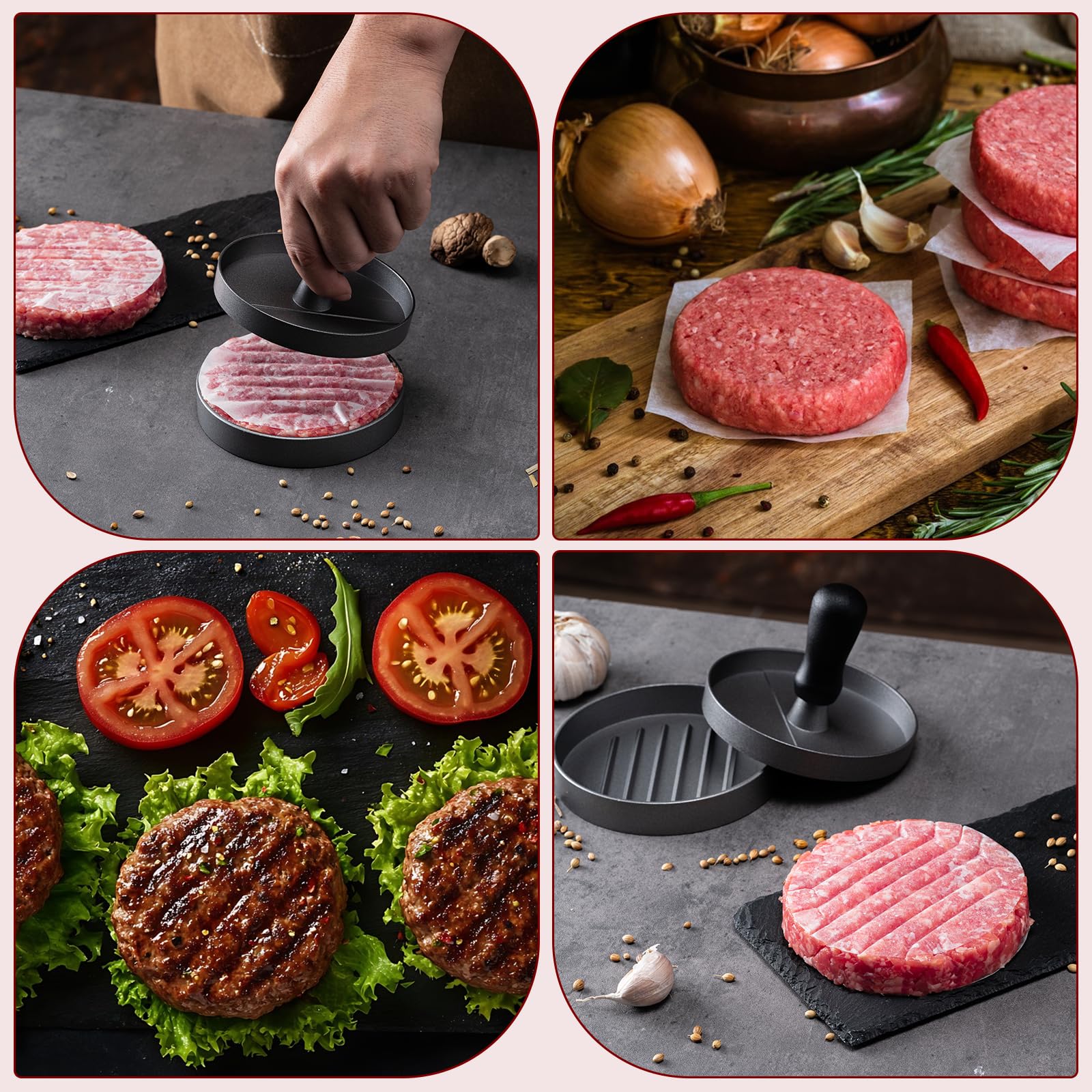 Yunzt burger press ideal for kitchen or outdoor BBQs.