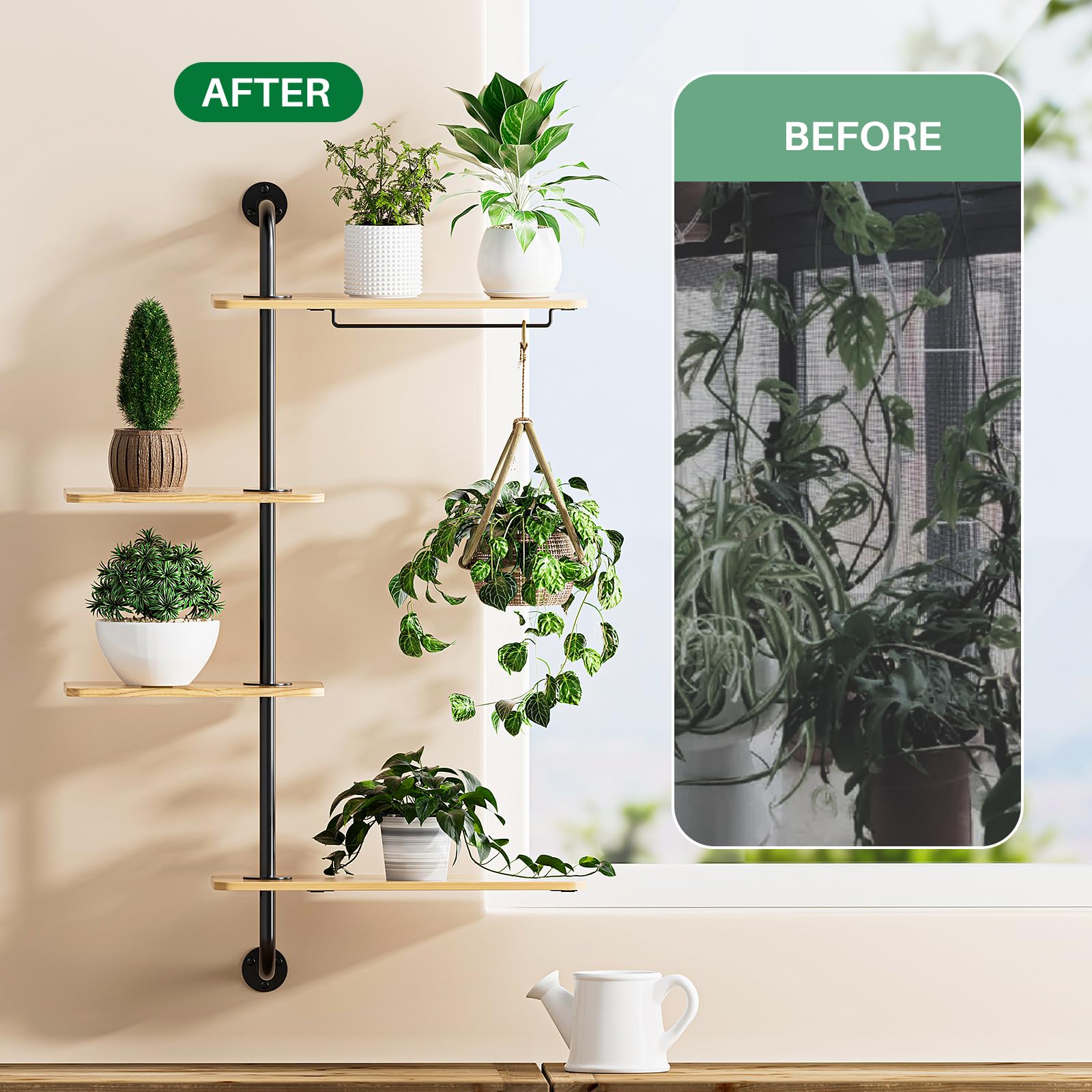 YUOROS kitchen window decor display with fresh greenery and bright light