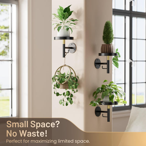Close-up of Yuoros wall planter with black finish and secure mounting.