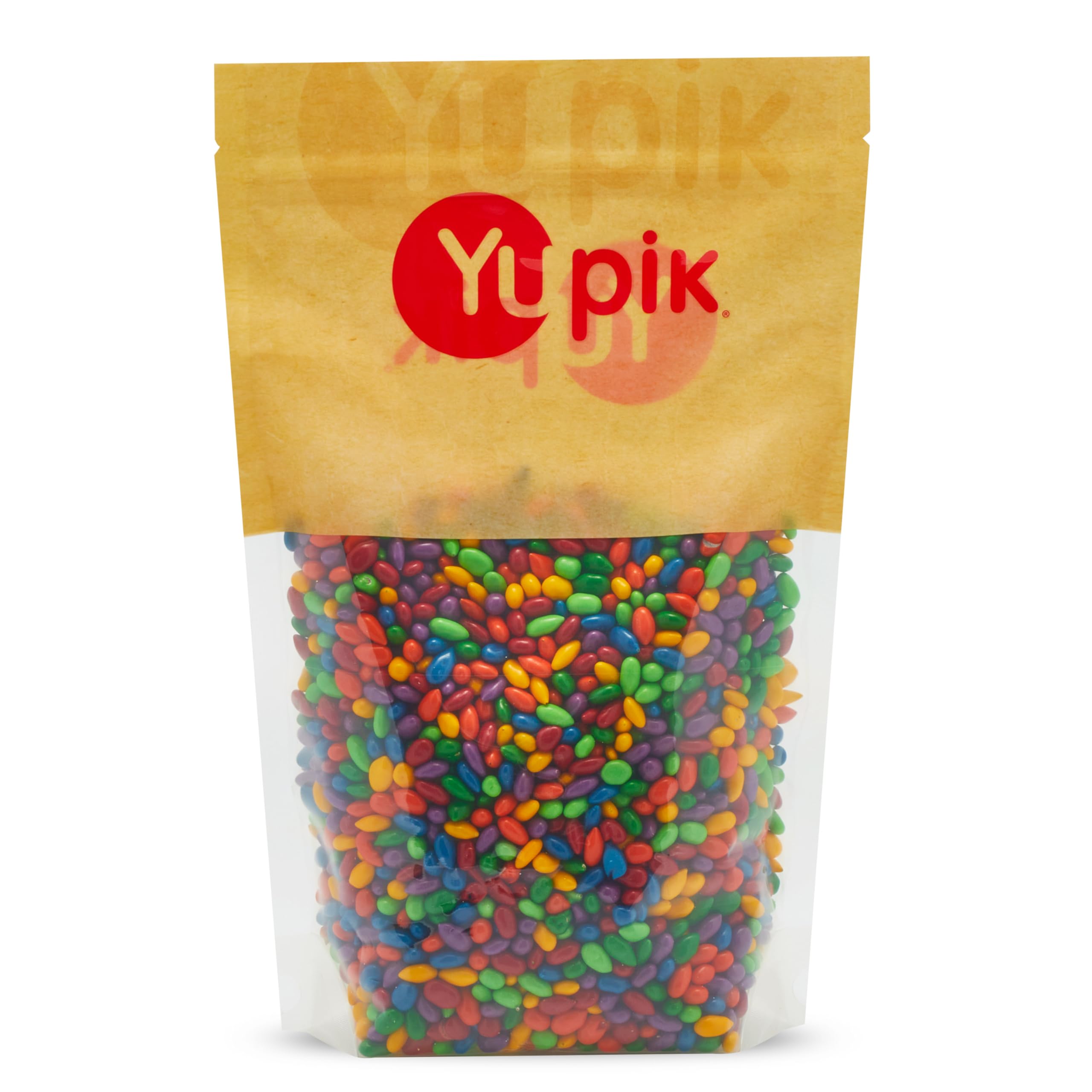 Yupik Kimmie Sunbursts bag on shelf with gluten-free chocolate sunflower seeds.
