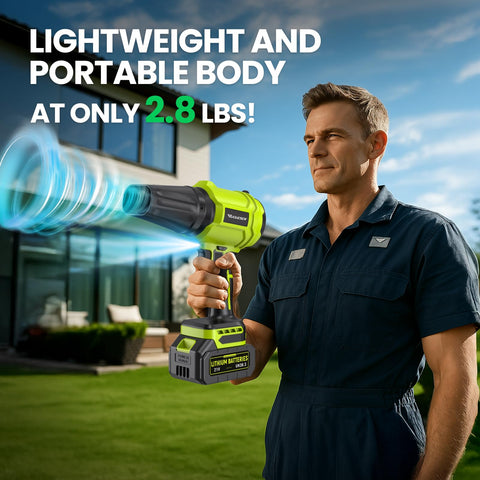 YUQUESEN multi-use blower handles dust, leaves, and debris across patios and workshops