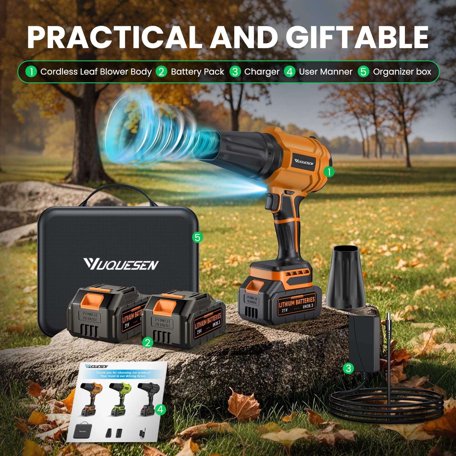 YUQUESEN smart battery-management system with charging indicator for easy monitoring.
