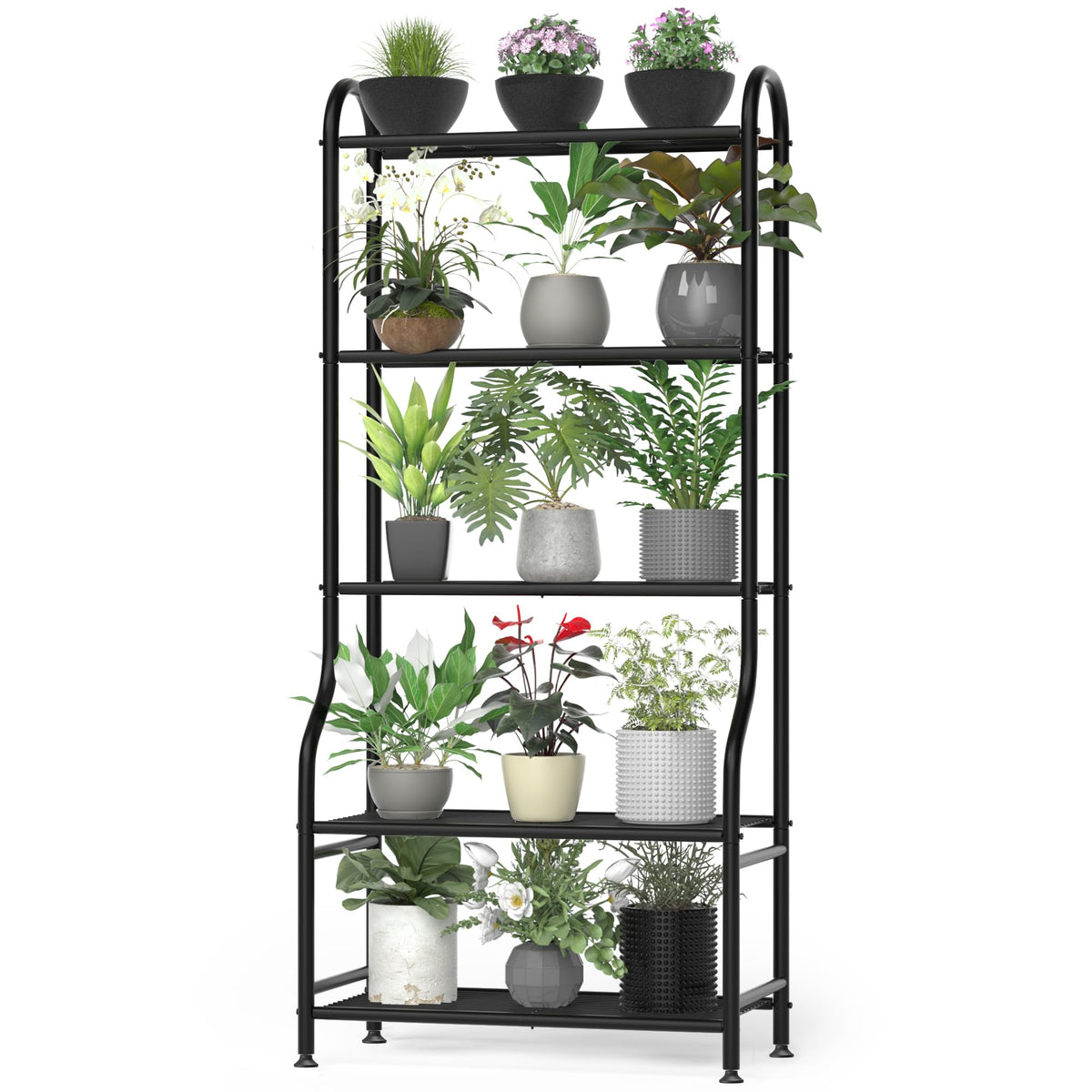 Yutrchey 5-tier vertical stand shows multi-pot display in a space-saving tall design.