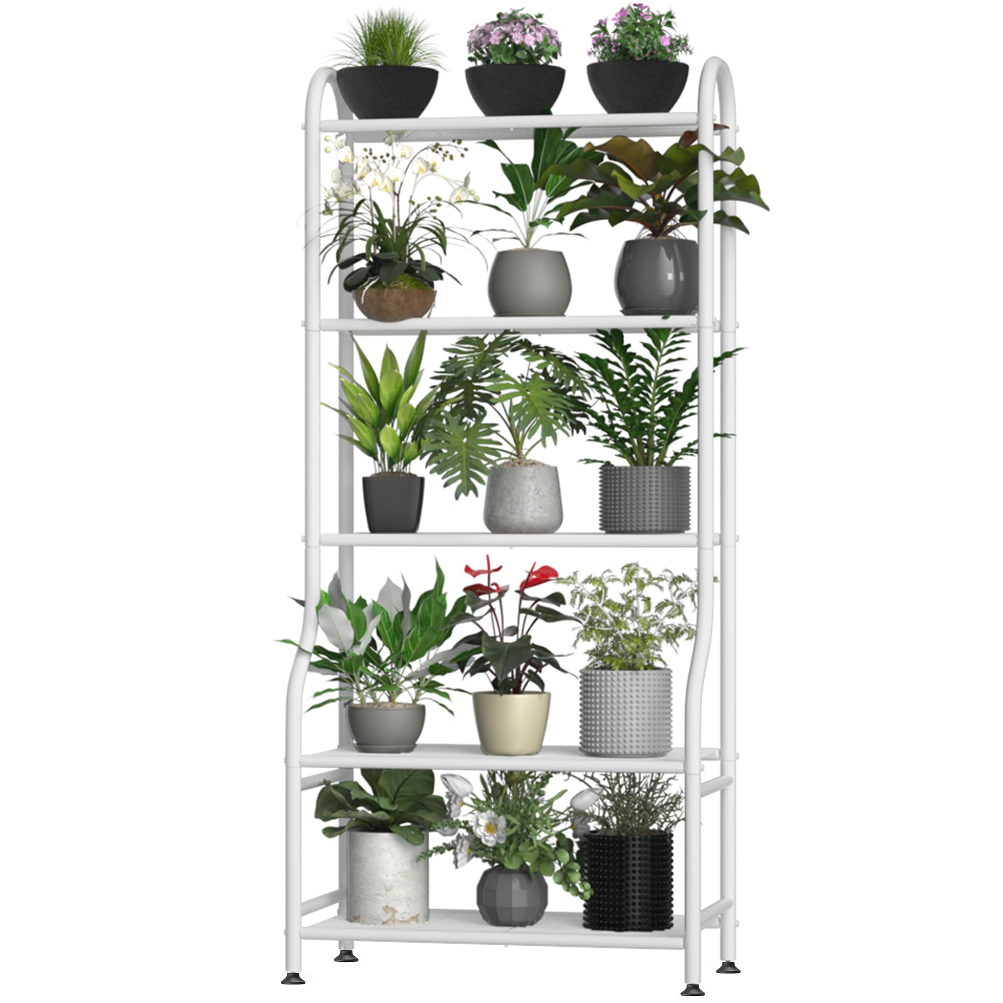 Yutrchey 5-tier plant stand tall display for multiple pots, ideal for balcony gardens.
