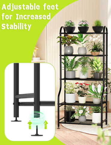 Close-up of Yutrchey carbon-steel frame highlights sturdy construction for heavy planters.