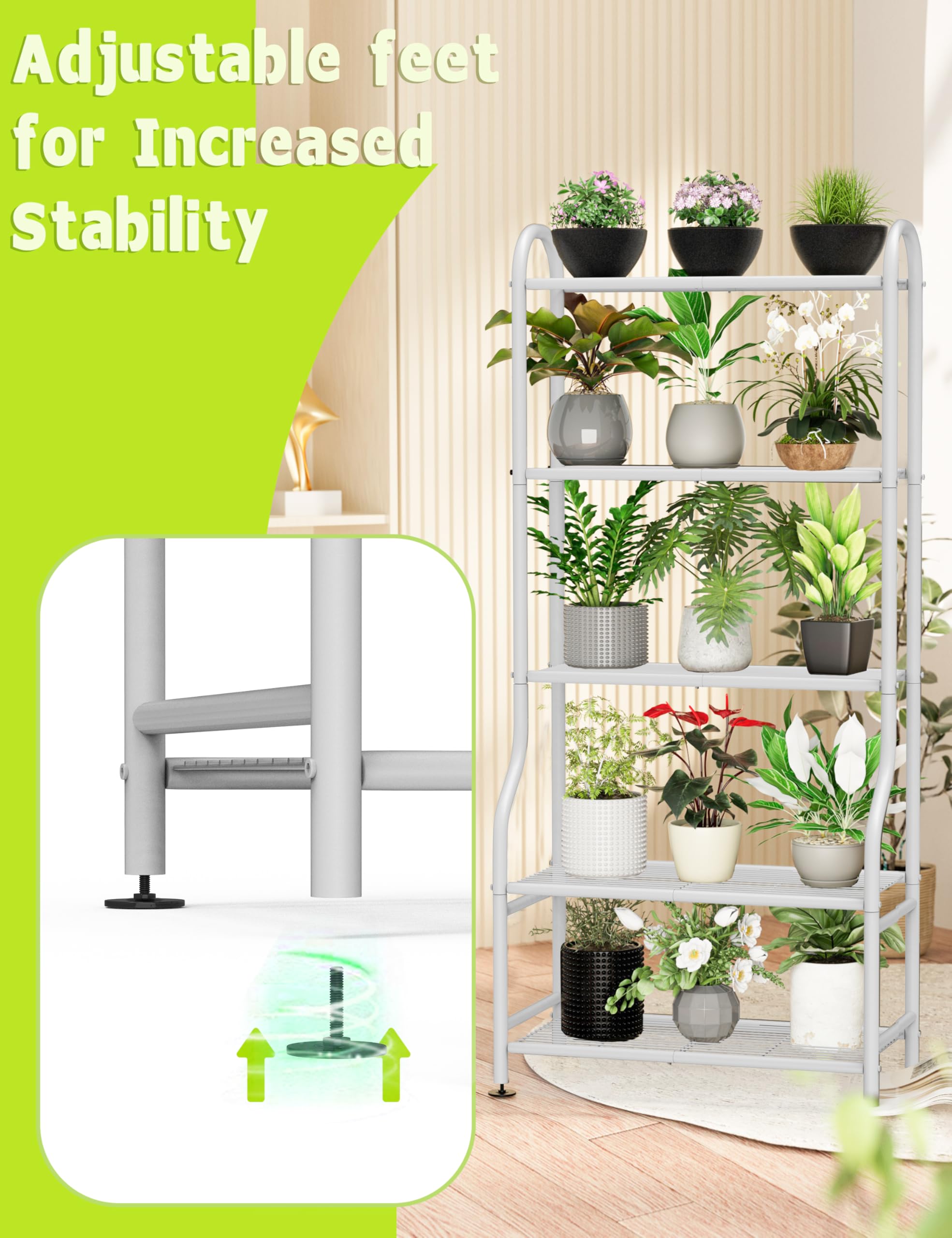 Yutrchey heavy-duty carbon steel frame supports heavy ceramic planters outdoors.