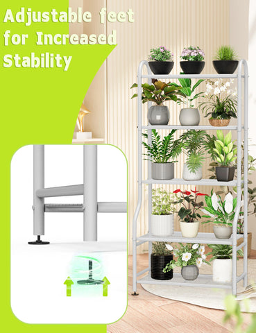 Yutrchey heavy-duty carbon steel frame supports heavy ceramic planters outdoors.