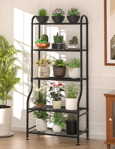 Yutrchey tall plant shelf enables balanced sunlight exposure for greenery.