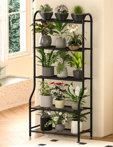 Yutrchey 5-tier stand maximizes vertical space for herbs, succulents, and blooms.