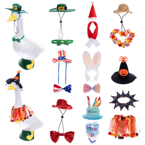 Yutzoou 8-set holiday goose outfits on porch geese for year-round curb appeal