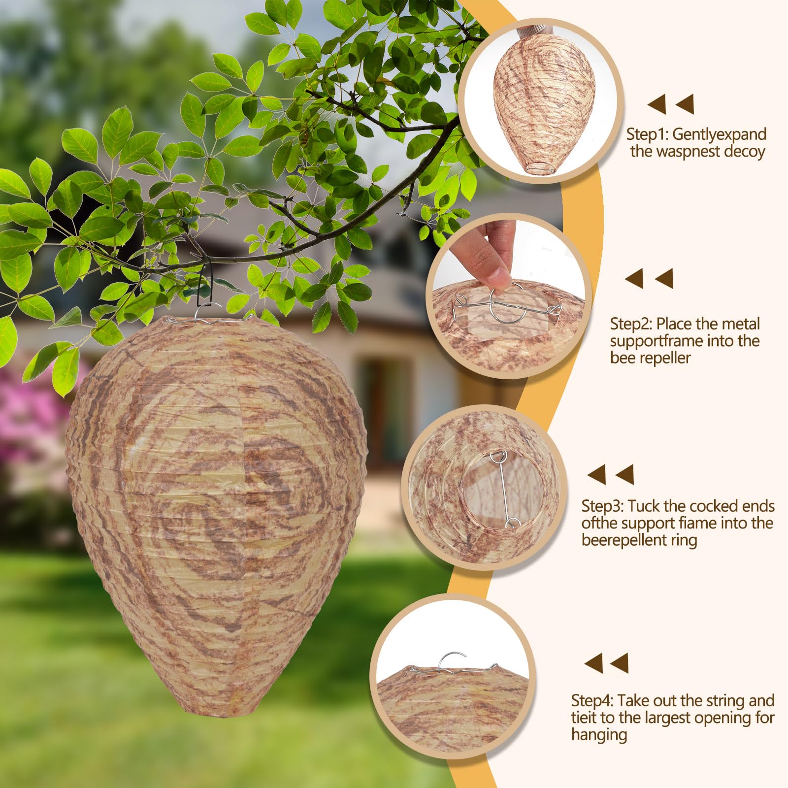 Yuvrwink wasp nest hanging under the eaves to protect outdoor dining