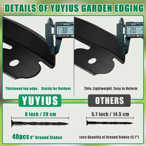 YUYIUS edging with 40 stakes kit enabling quick no-dig installation