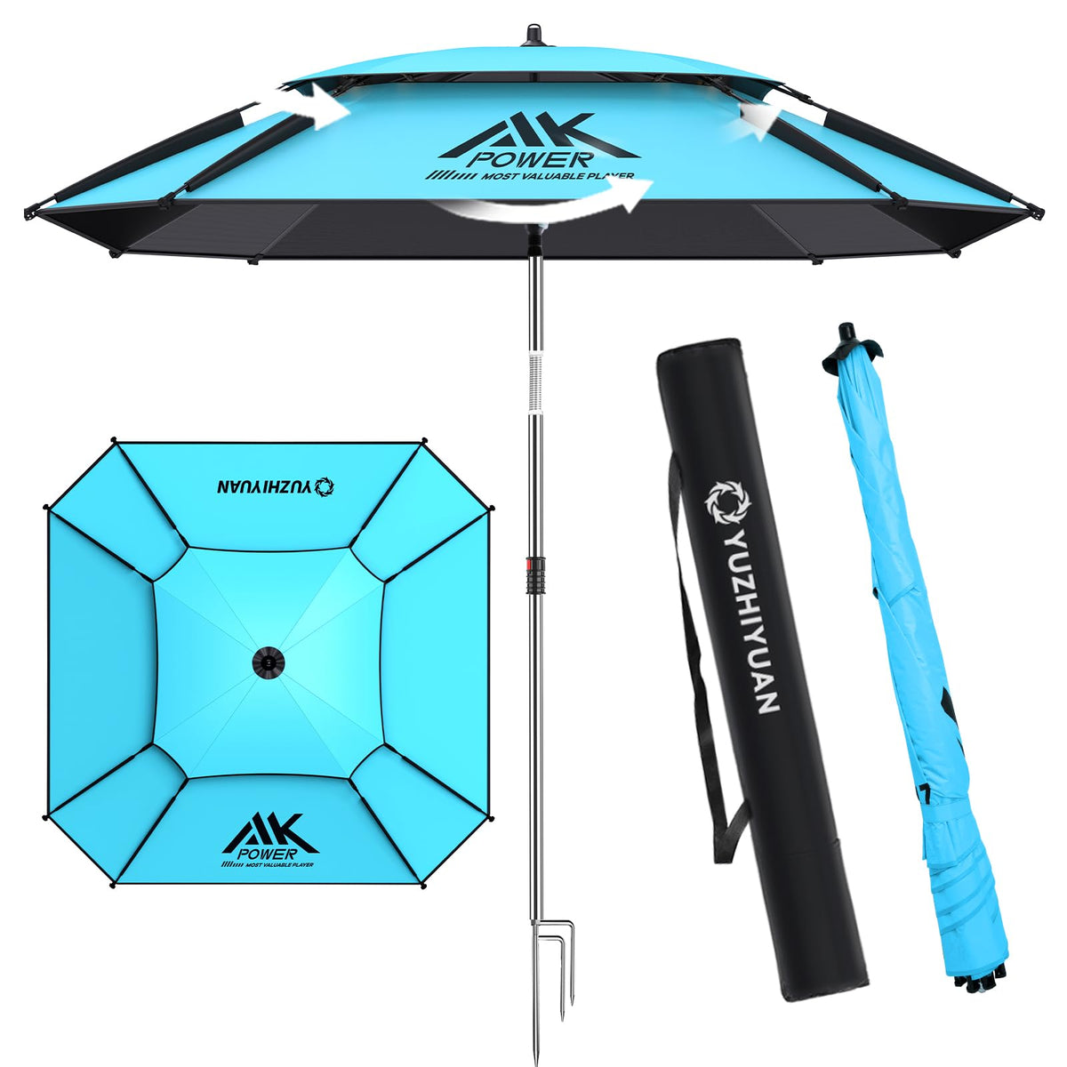 Yuzhiyuan 8-rib patio umbrella provides sturdy shade for windy days.