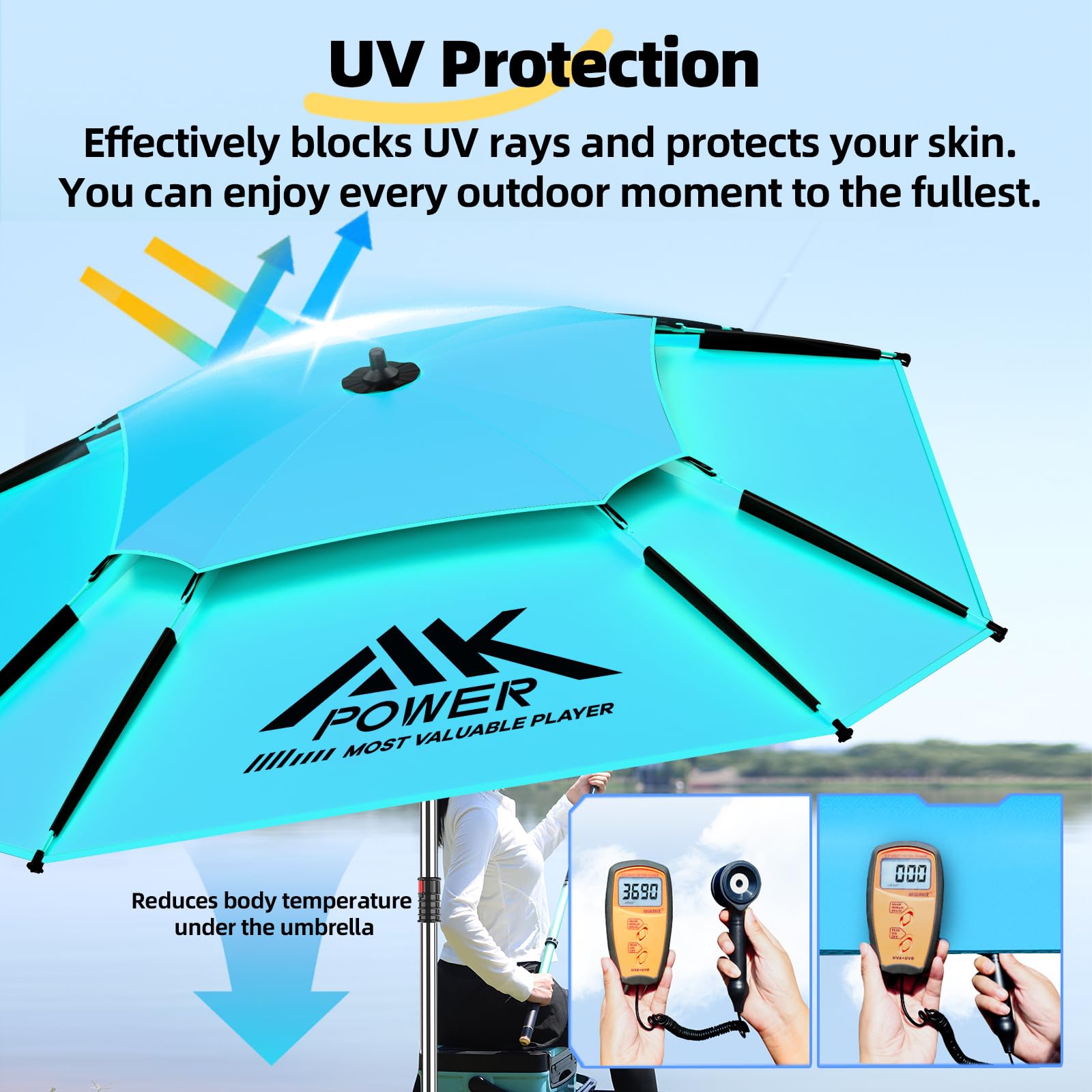 Yuzhiyuan angle-adjustment mechanism keeps sun behind you for adjustable shade.