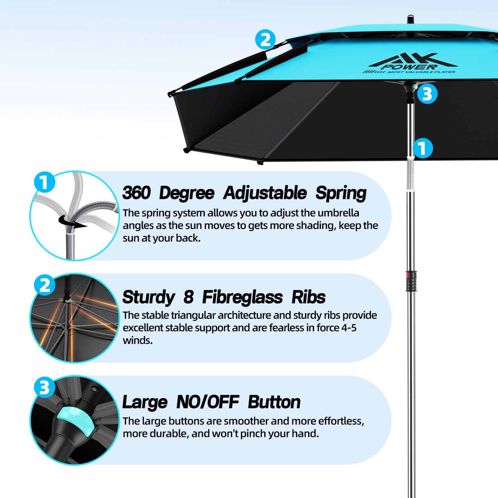 Yuzhiyuan blue double-canopy blocks sun while keeping airflow comfortable.
