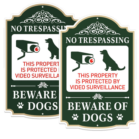 Yuzkouge beware of dogs sign 12x8 in bold colors for clear outdoor warning.