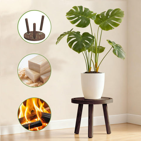 YUZUKYAUY triangular-base sturdy wood plant stand for stability