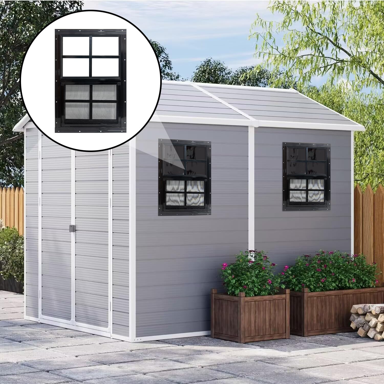 Yuzzy aluminum frame shed window offers sturdy, weather-ready installation.