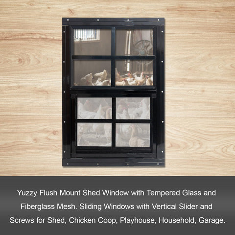 Yuzzy shed sliding window provides ventilation and natural light for small spaces.