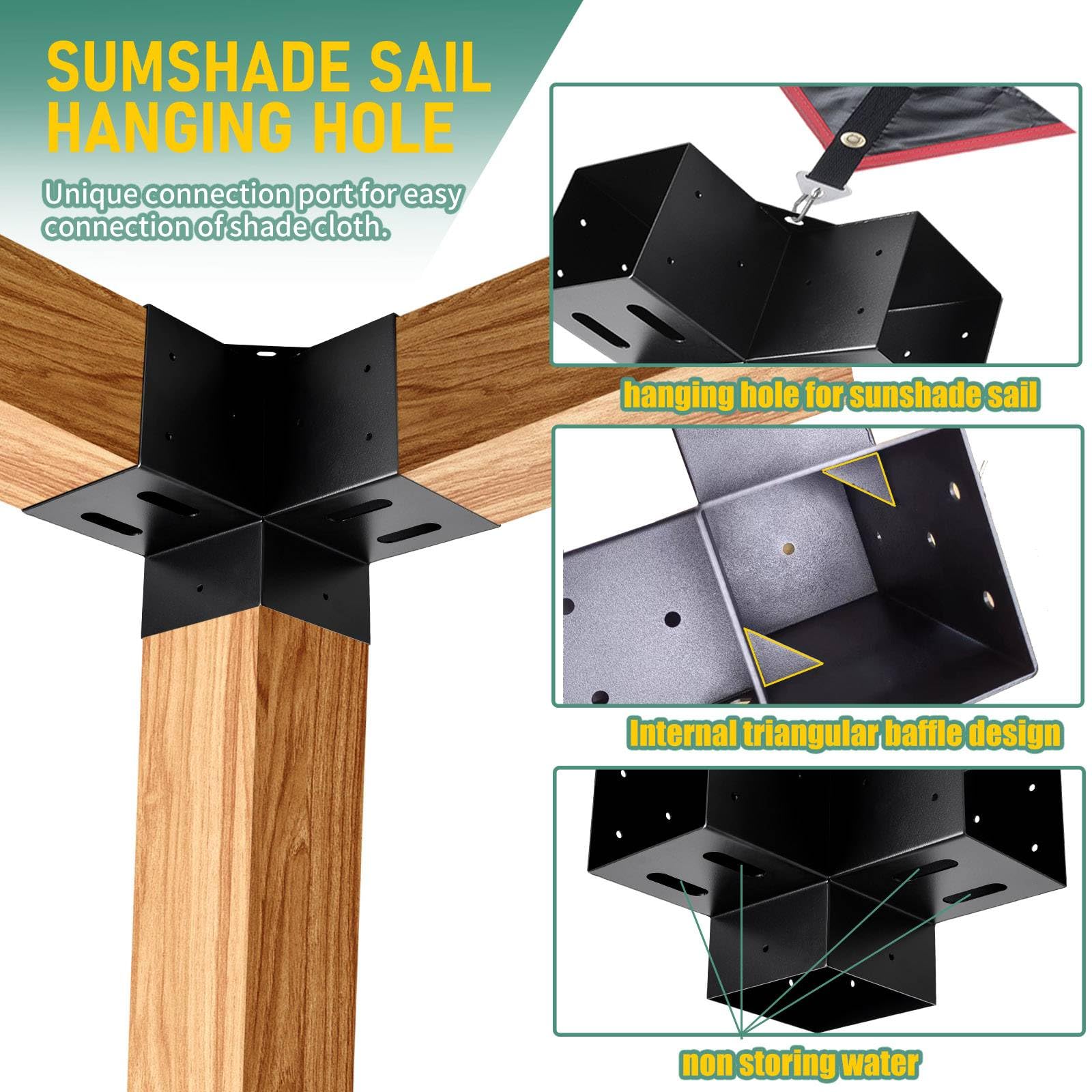 YVHFWOY powder-coated black finish resists rust for outdoor use.