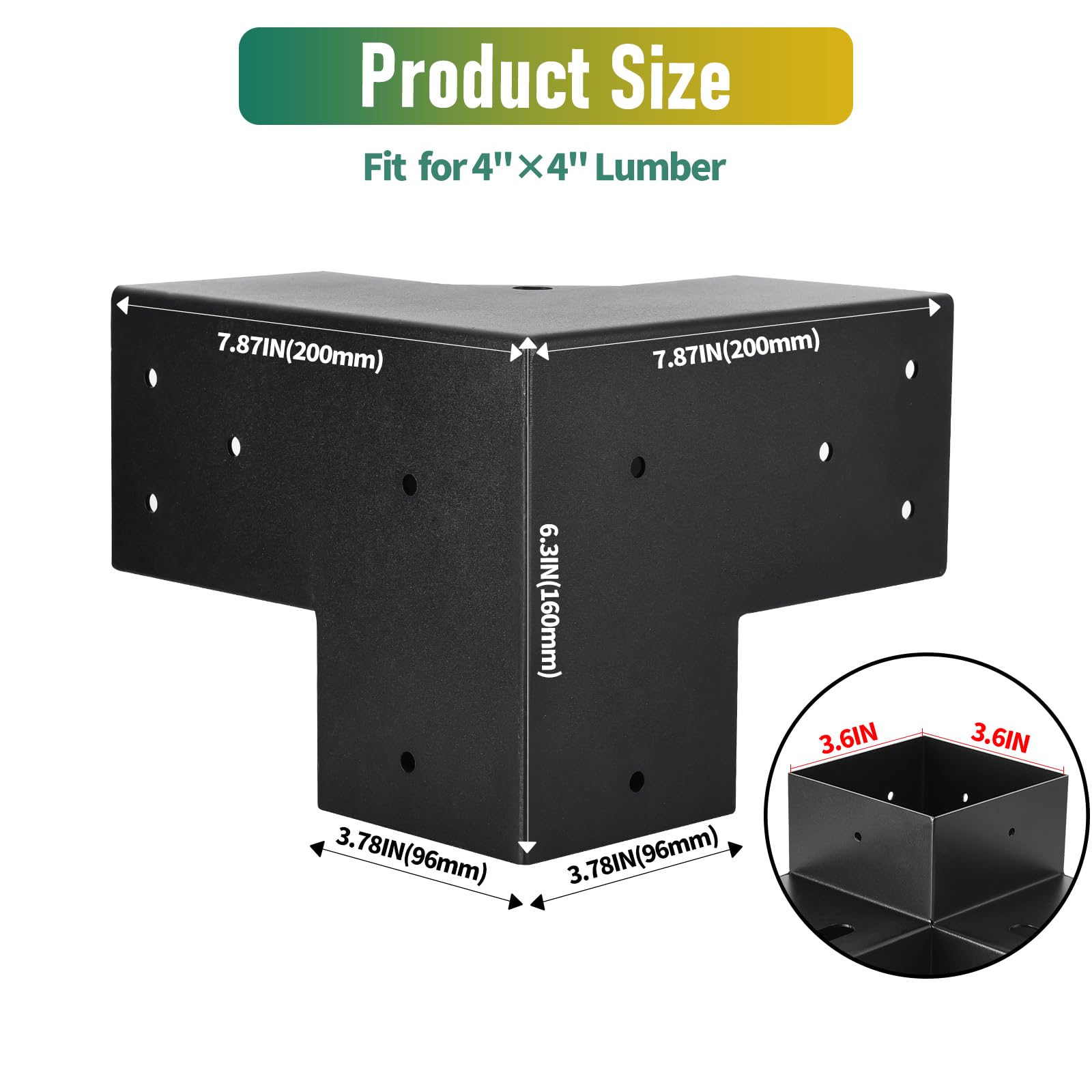 YVHFWOY steel pergola bracket adds heavy-duty support to outdoor frames.