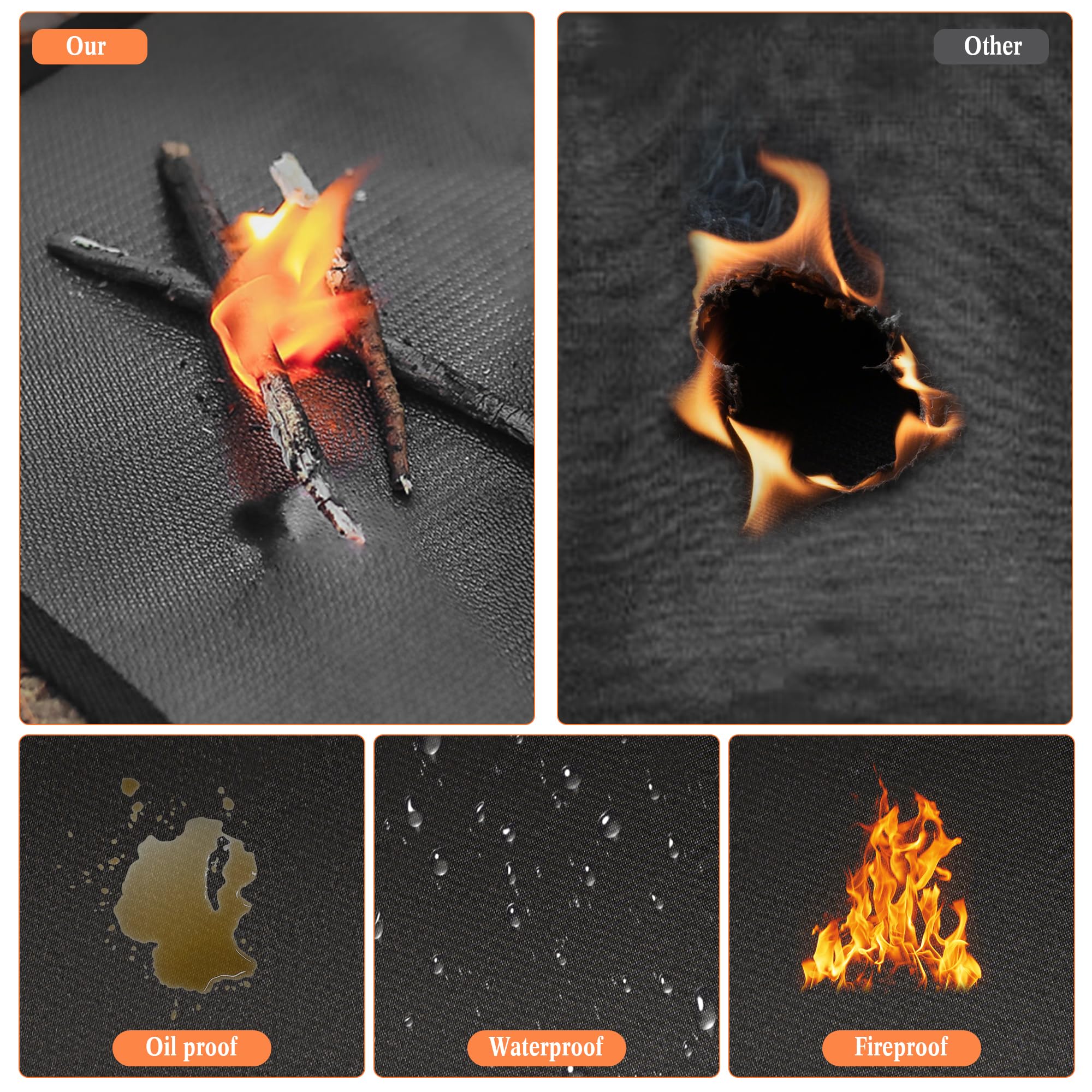 Fireproof patio mat large coverage guards pavers and lawn from spills.