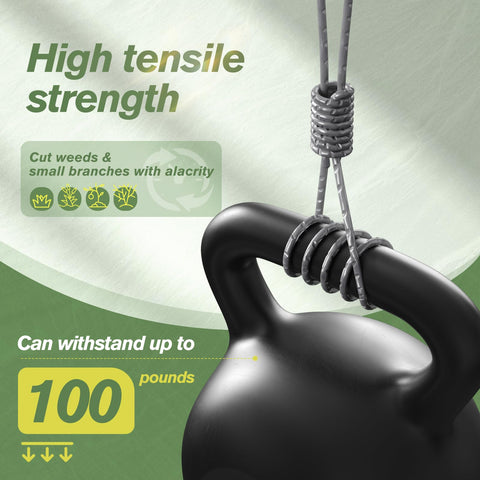 YWTESCH nylon-glass fiber string offering enhanced abrasion resistance under tough growth.