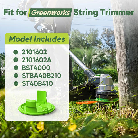 YWTESCH cap for Greenworks STBA40B210 endures high-speed trimming with reinforced nylon 30% GF.