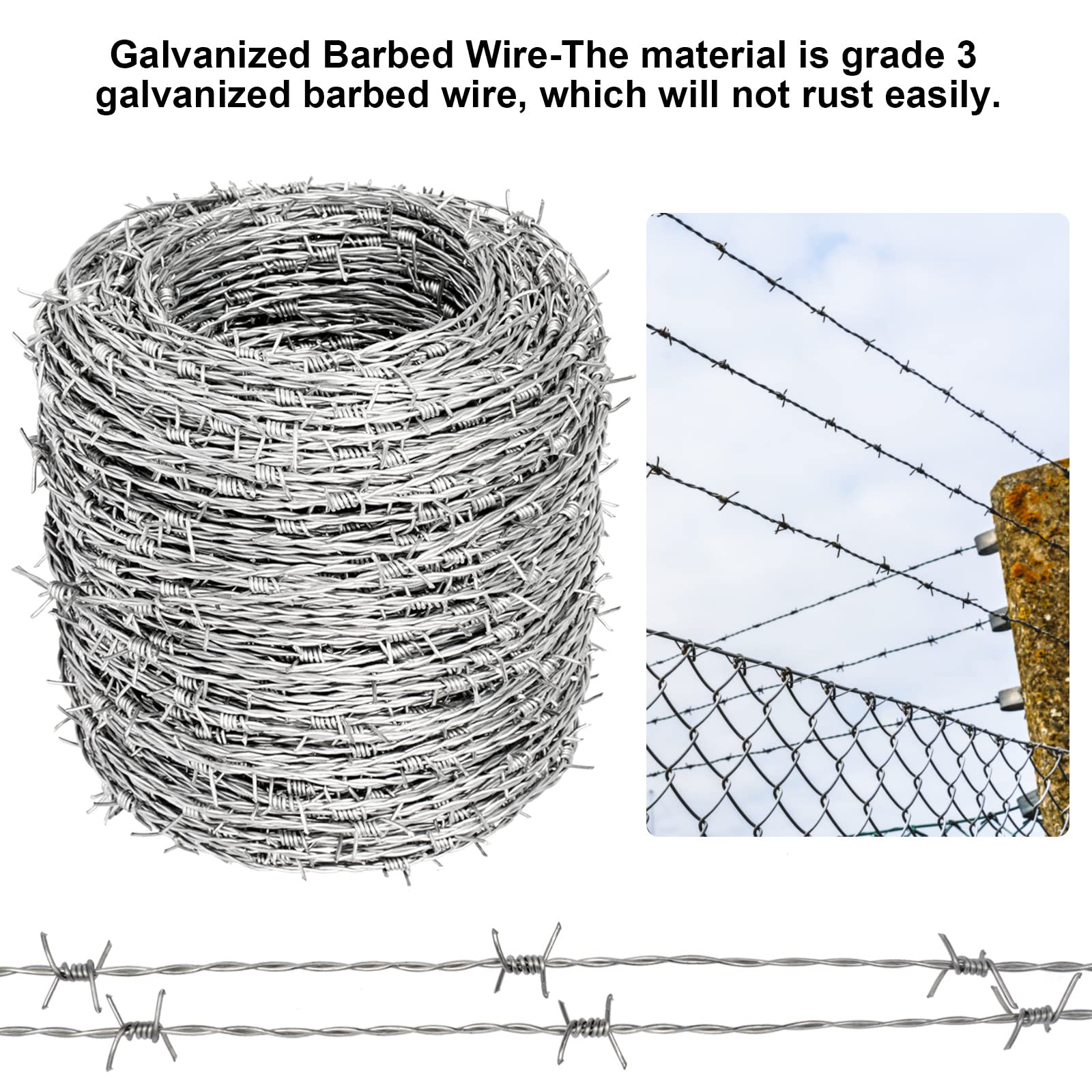 Easy installation on fences with YXJSTO Barbed Wire shown.