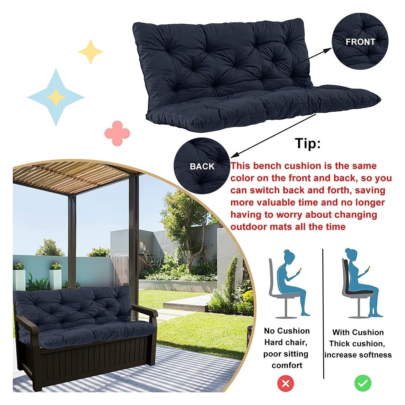YXMKJOS non-slip drawstrings keep cushions secure on outdoor swings.