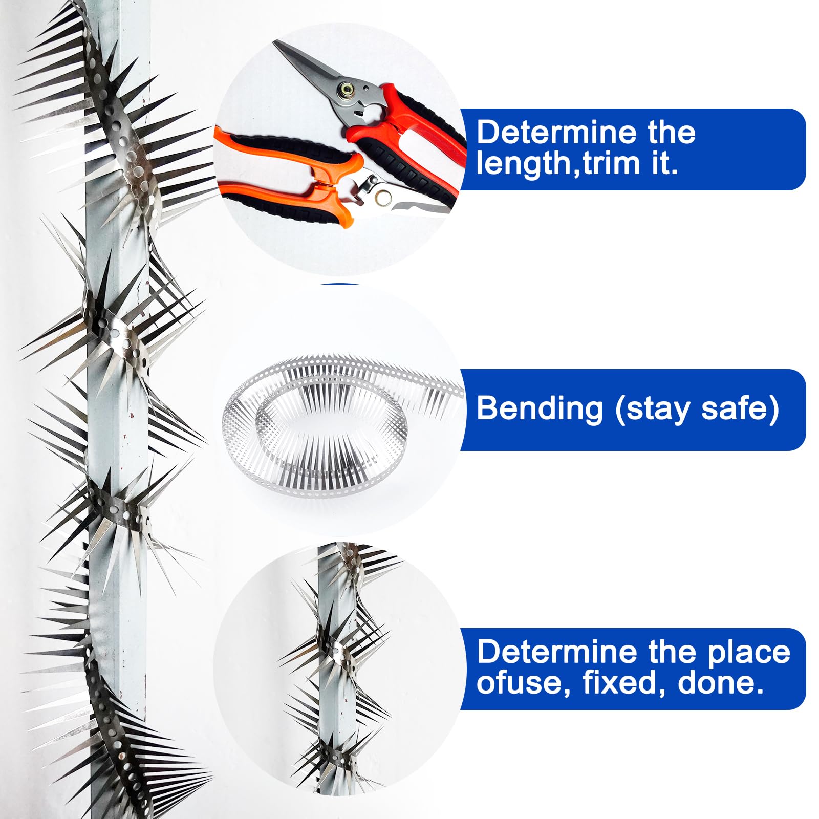YXYBST spikes adapt to curved surfaces for versatile installation.