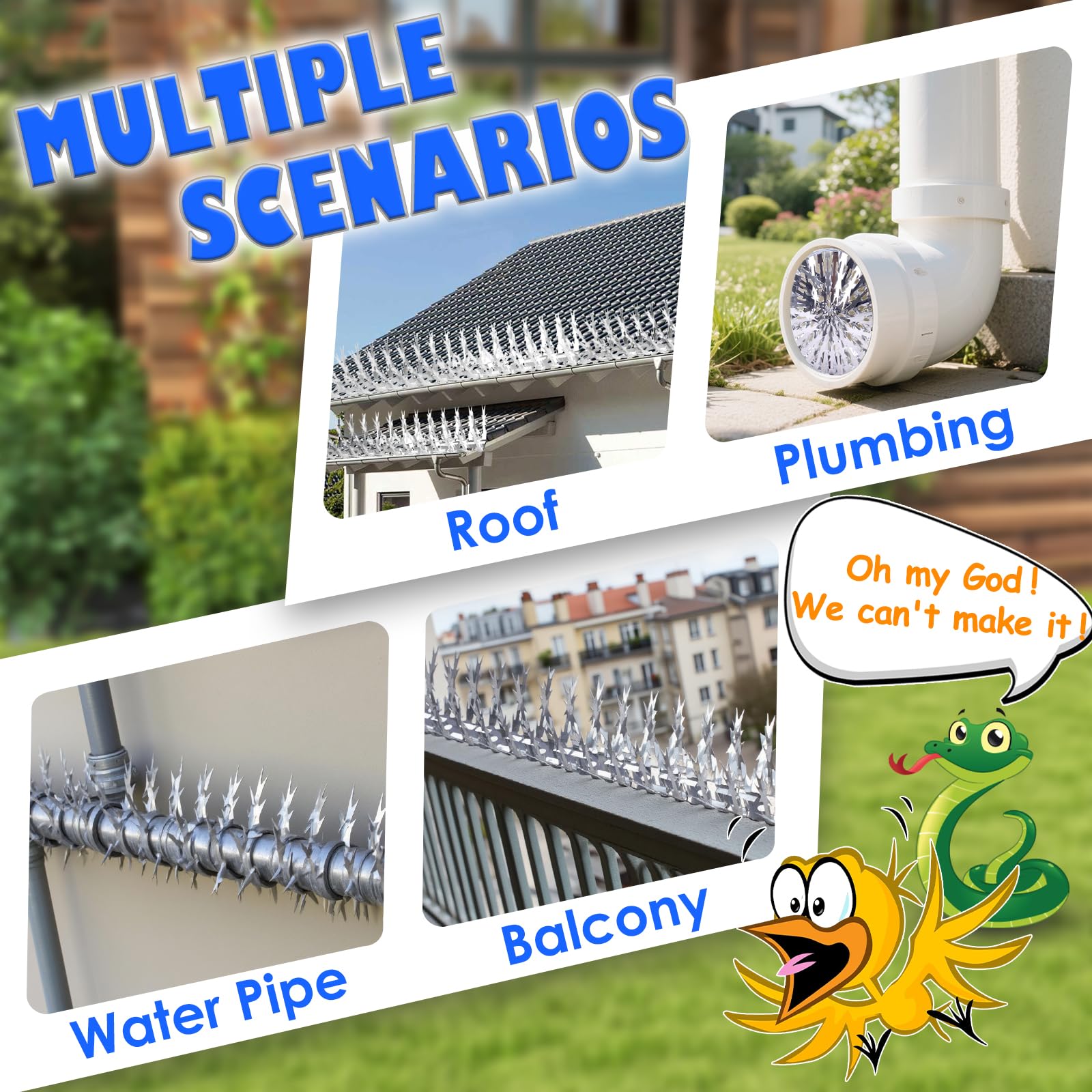 YXYBST Weather-resistant spikes resist rust on roofs, windowsills, and gates.