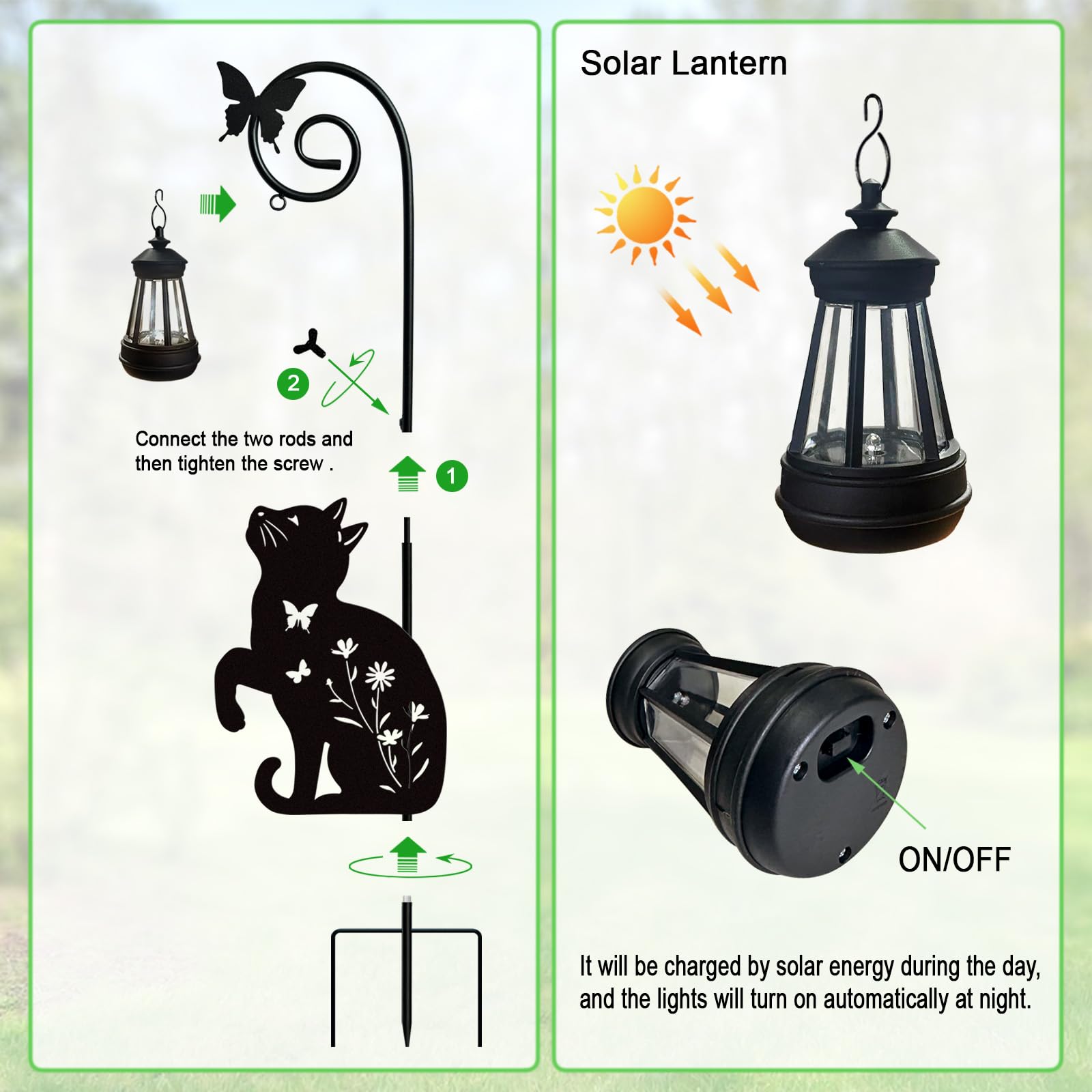 YY Gardenia cat stake night glow adds ambient garden ambience.