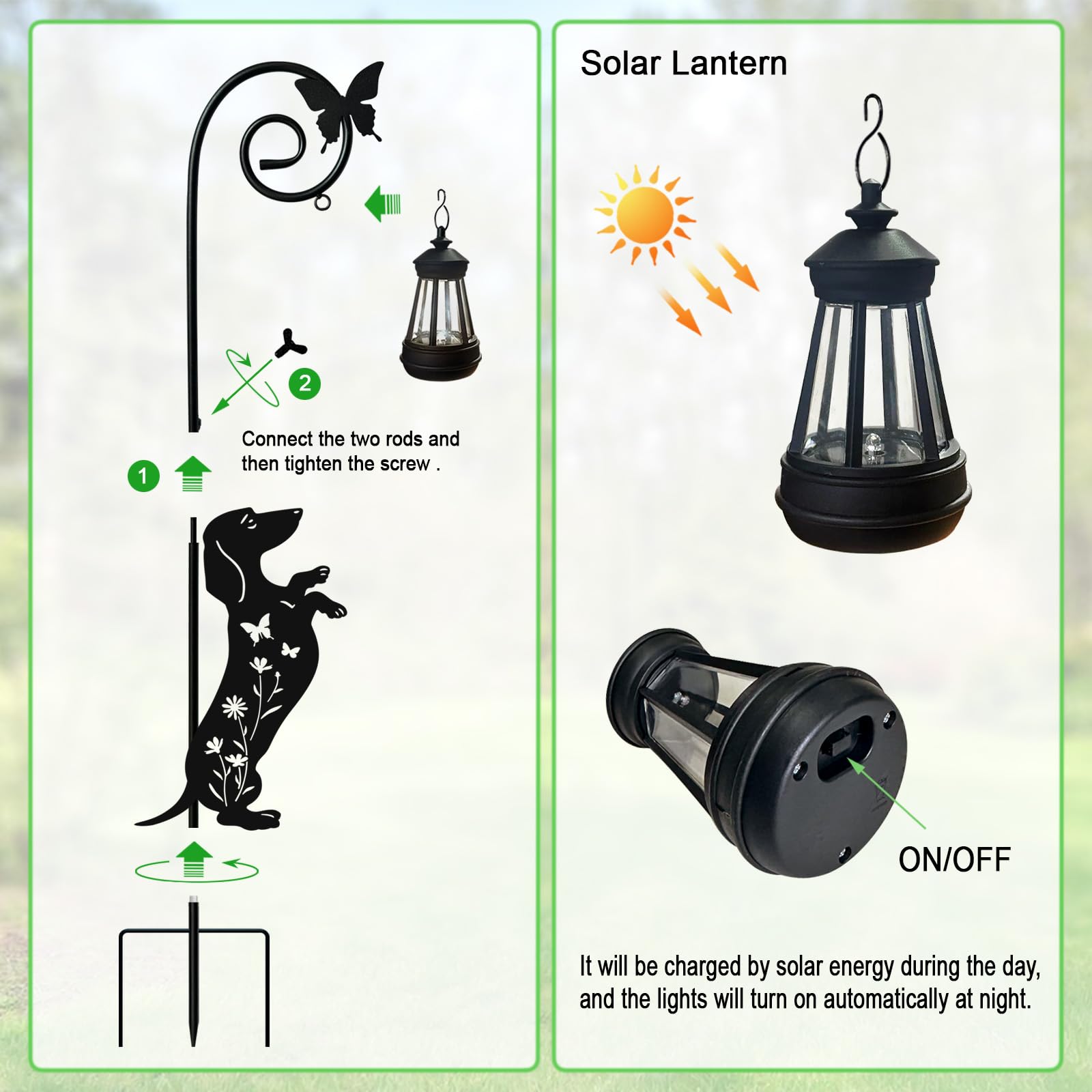 YY Gardenia dog lawn ornament shines at night to enhance curb appeal.