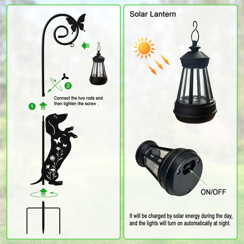 YY Gardenia dog lawn ornament shines at night to enhance curb appeal.