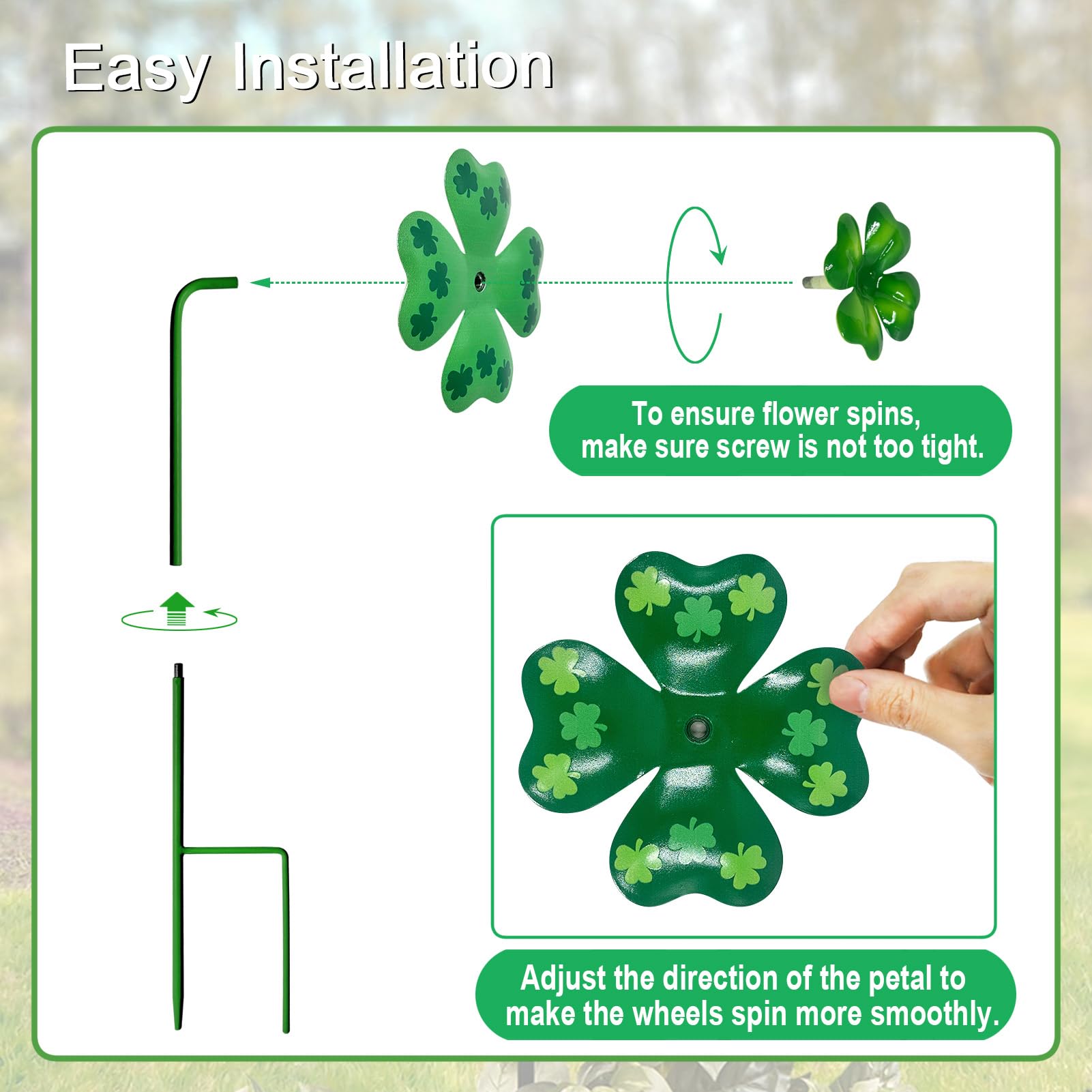 YY Gardenia easy-assembly wind spinner for quick outdoor setup.