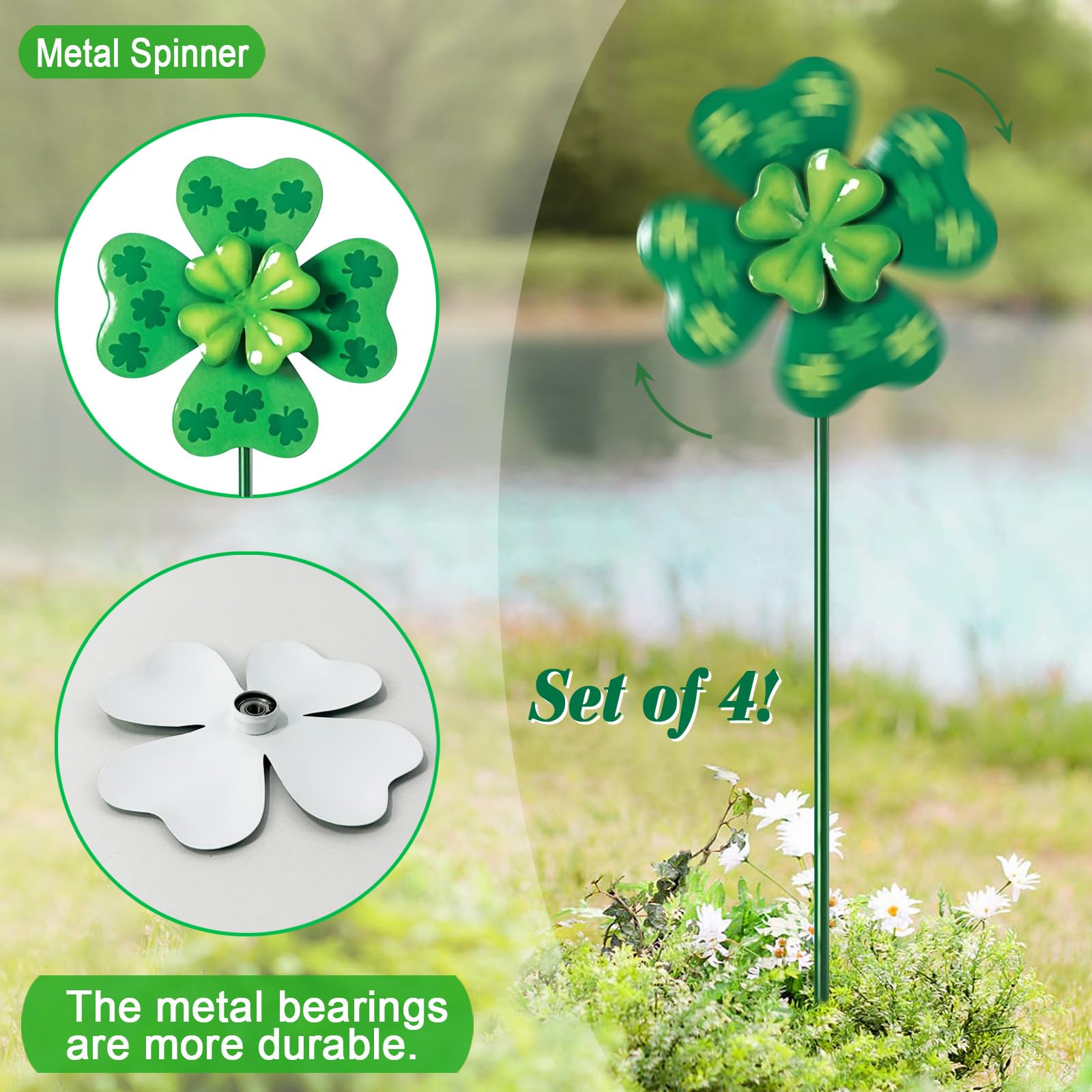 YY Gardenia wind spinner garden stake adds whimsy to patio decor.