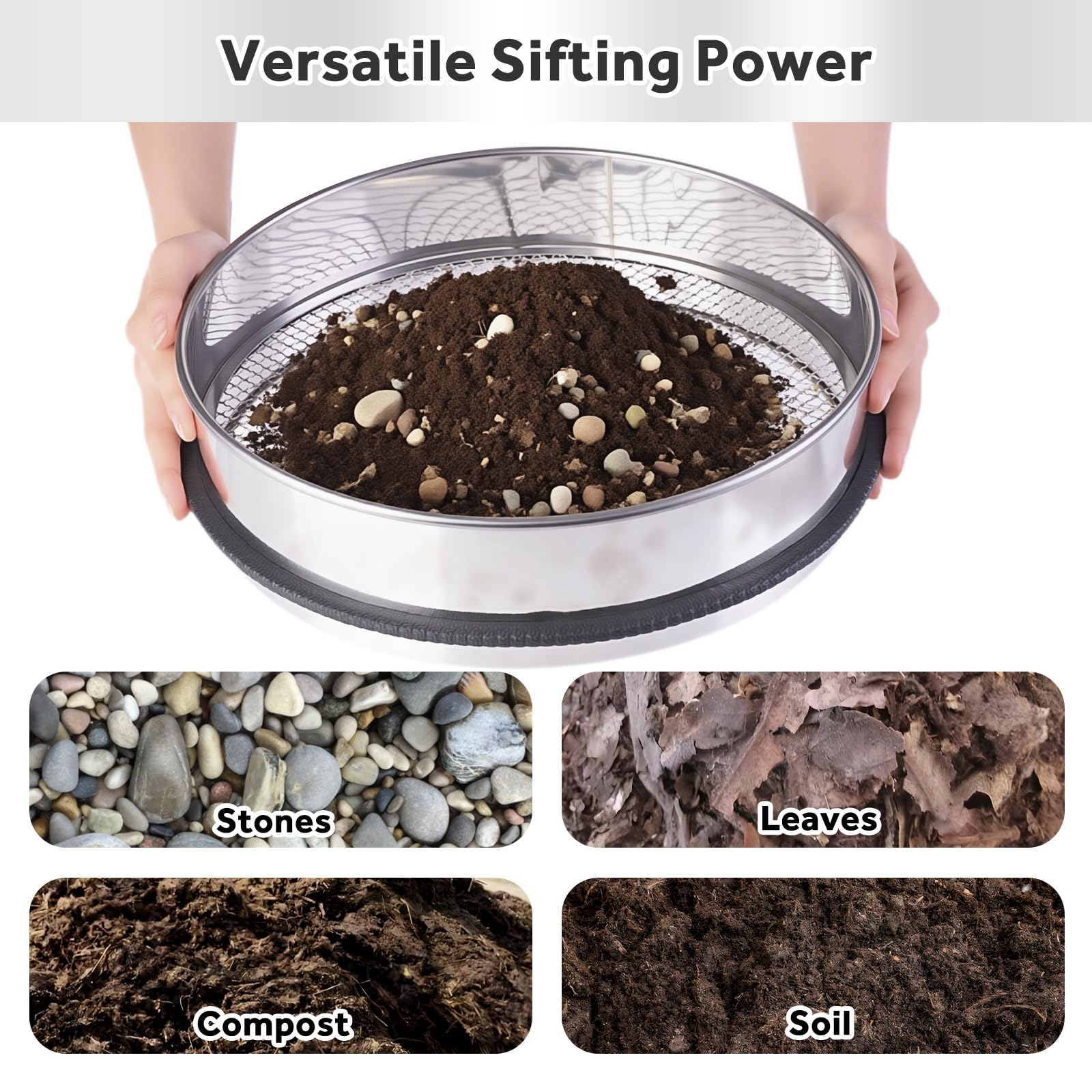 YYPTIEN versatile sifter supports soil, mulch, and DIY tasks