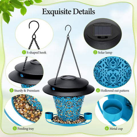 YYWMWM solar bird feeder drainage and ventilation maintains seed freshness.